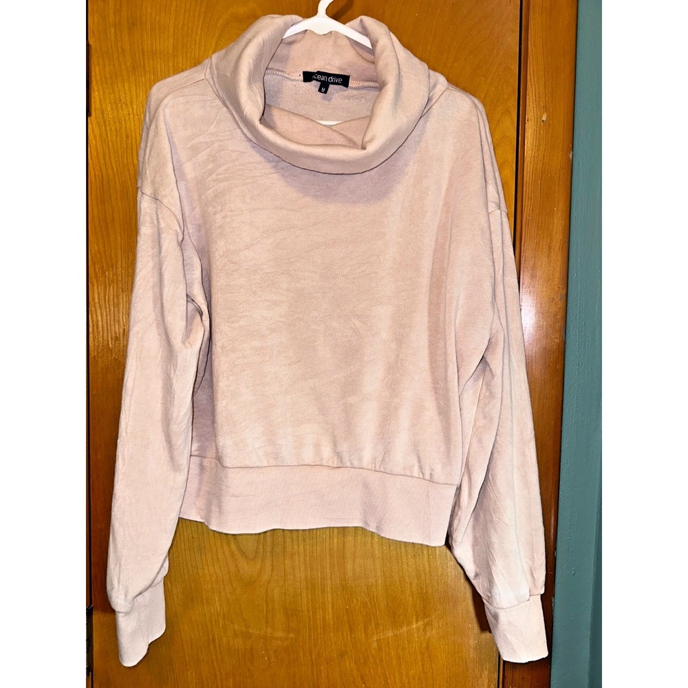 Ocean Drive Womens Light Pink Cowl Neck Top Sweater Soft‎ Sweatshirt M
